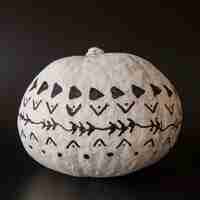 Free photo painted pumpkin with creative design
