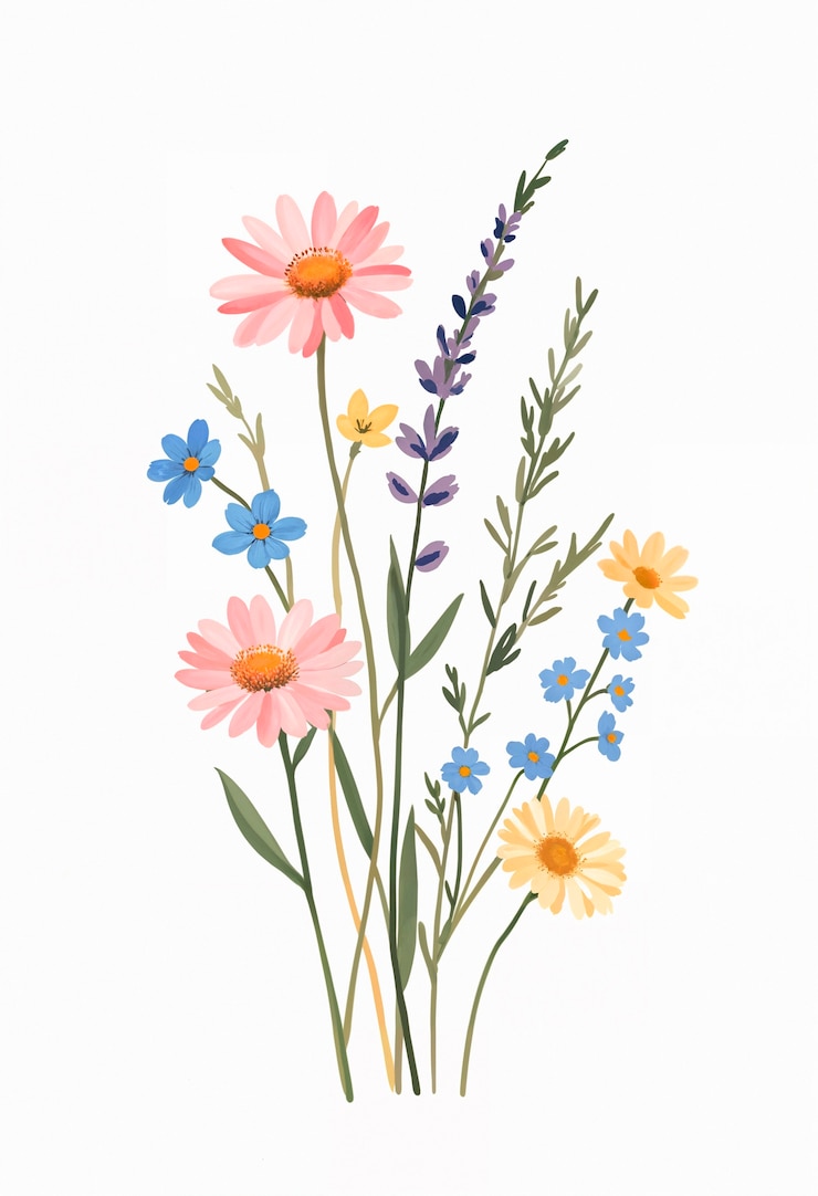 Free Photo a painting of flowers with the words " flowers " on the bottom.