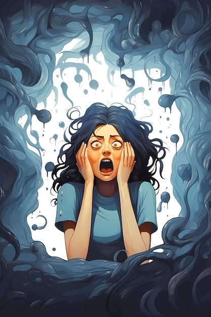 Painting of person suffering from anxiety