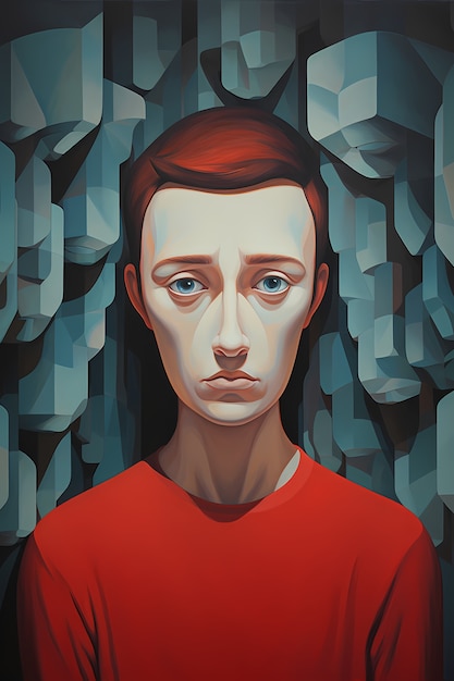 Free photo painting of person suffering from anxiety