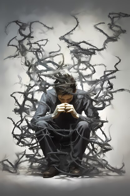 Painting of person suffering from anxiety