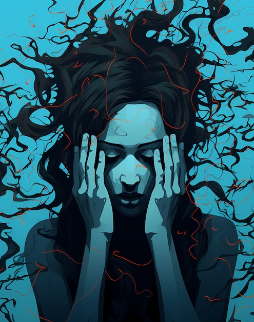 Free photo painting of person suffering from anxiety