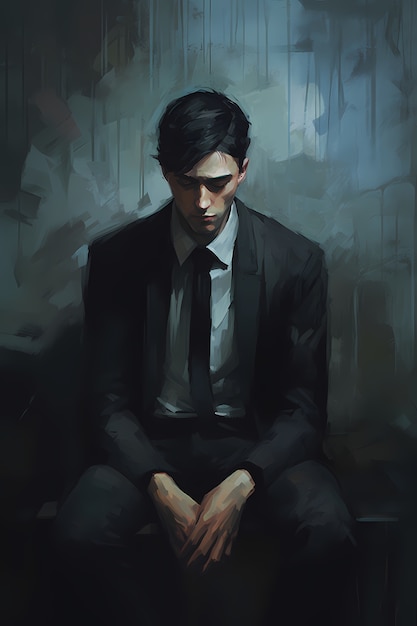 Painting of person suffering from anxiety