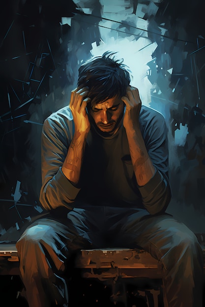 Painting of person suffering from anxiety