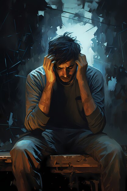 Painting of person suffering from anxiety