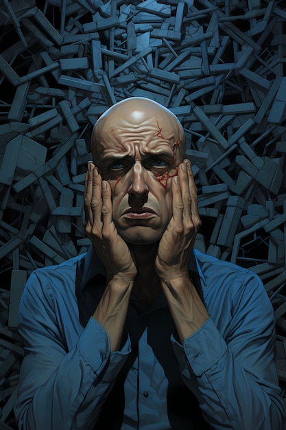 Painting of person suffering from anxiety
