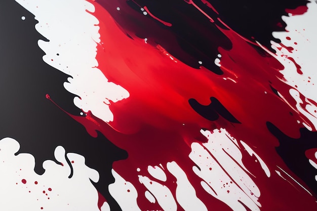 A painting of red and black paint with the words