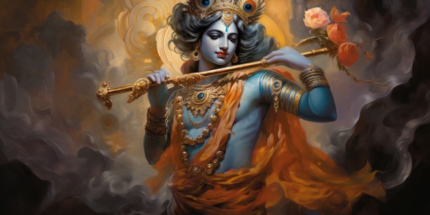 Foto gratuita dipinto che rappresenta krishna