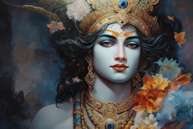 Foto gratuita dipinto che rappresenta krishna