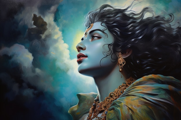 Free photo painting representing krishna