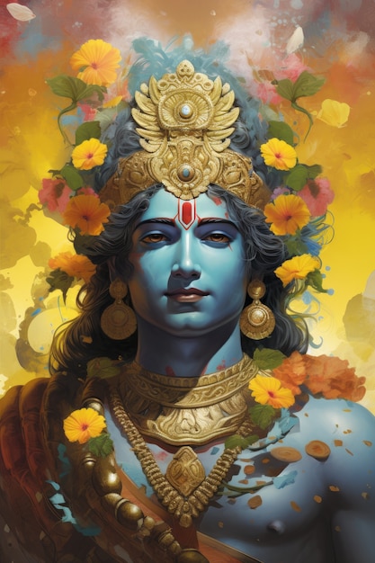 Foto gratuita dipinto che rappresenta krishna