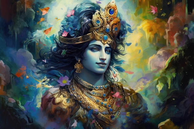 Free photo painting representing krishna