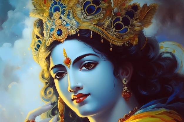 Free photo painting representing krishna