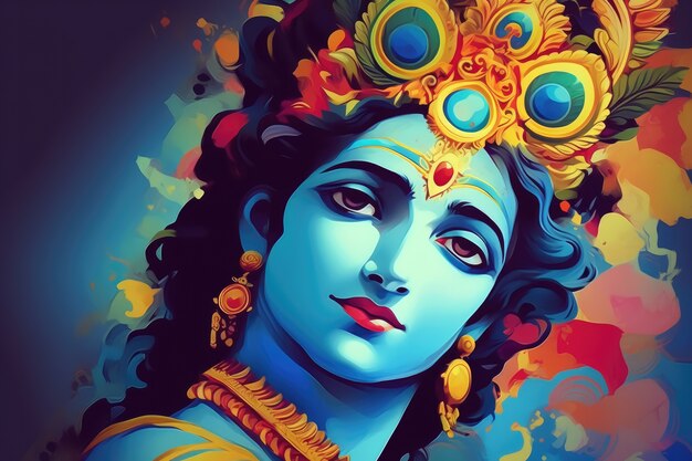 Foto gratuita dipinto che rappresenta krishna