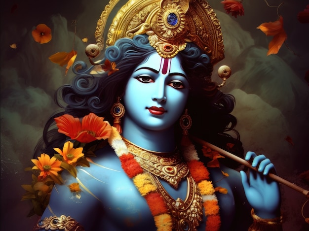 Dipinto che rappresenta krishna