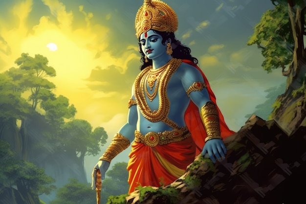 Foto gratuita dipinto che rappresenta krishna