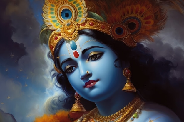 Foto gratuita dipinto che rappresenta krishna