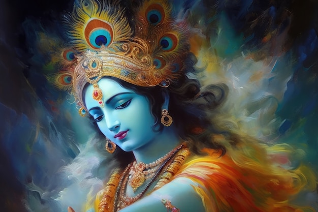 Free photo painting representing krishna