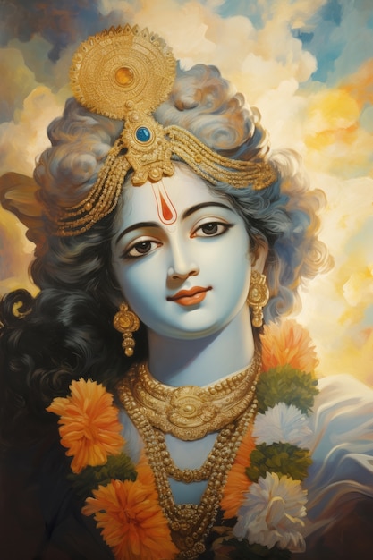 Foto gratuita dipinto che rappresenta krishna