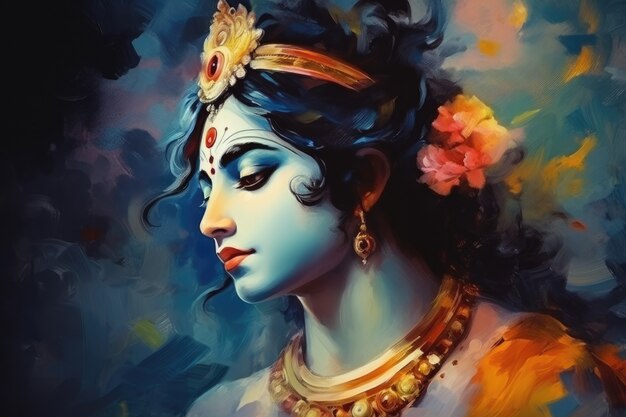 Foto gratuita dipinto che rappresenta krishna