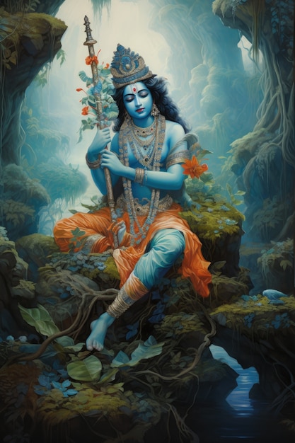 Free photo painting representing krishna