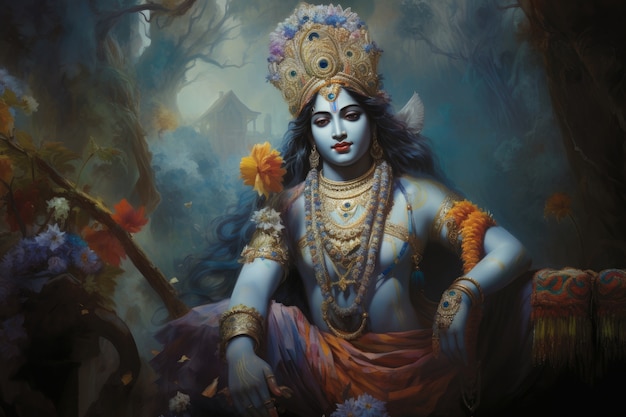 Free photo painting representing krishna