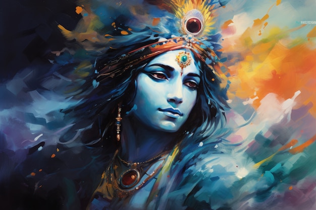 Free photo painting representing krishna