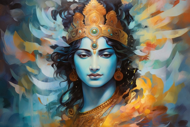 Free photo painting representing krishna