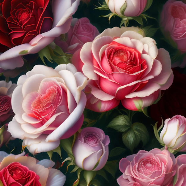 A painting of roses with the word roses on it