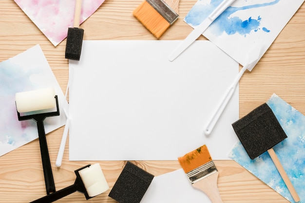 Painting tools on desk