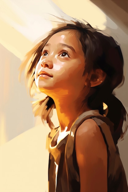 Paintings of cute kid's portrait