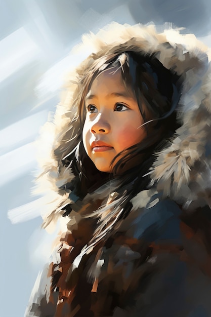 Paintings of cute kid's portrait