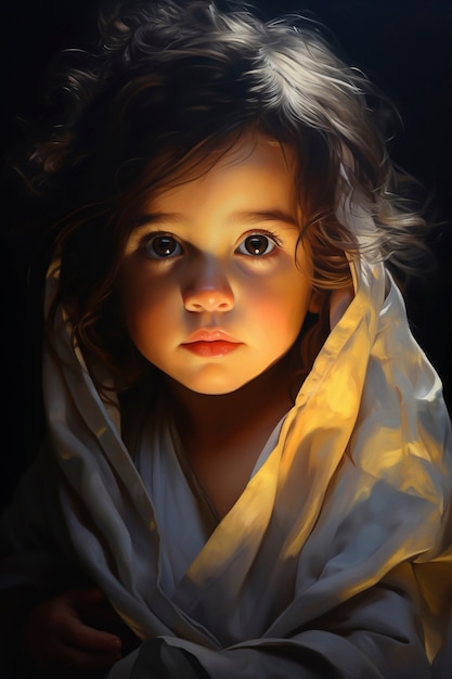 Paintings of cute kid's portrait