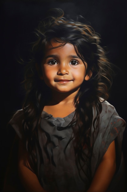 Free photo paintings of cute kid's portrait