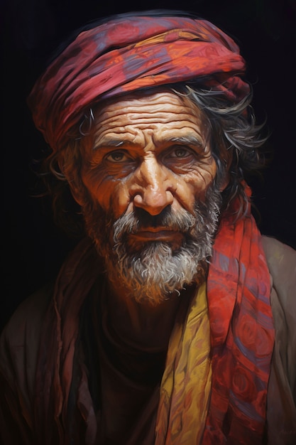 Free photo paintings of old man's portrait