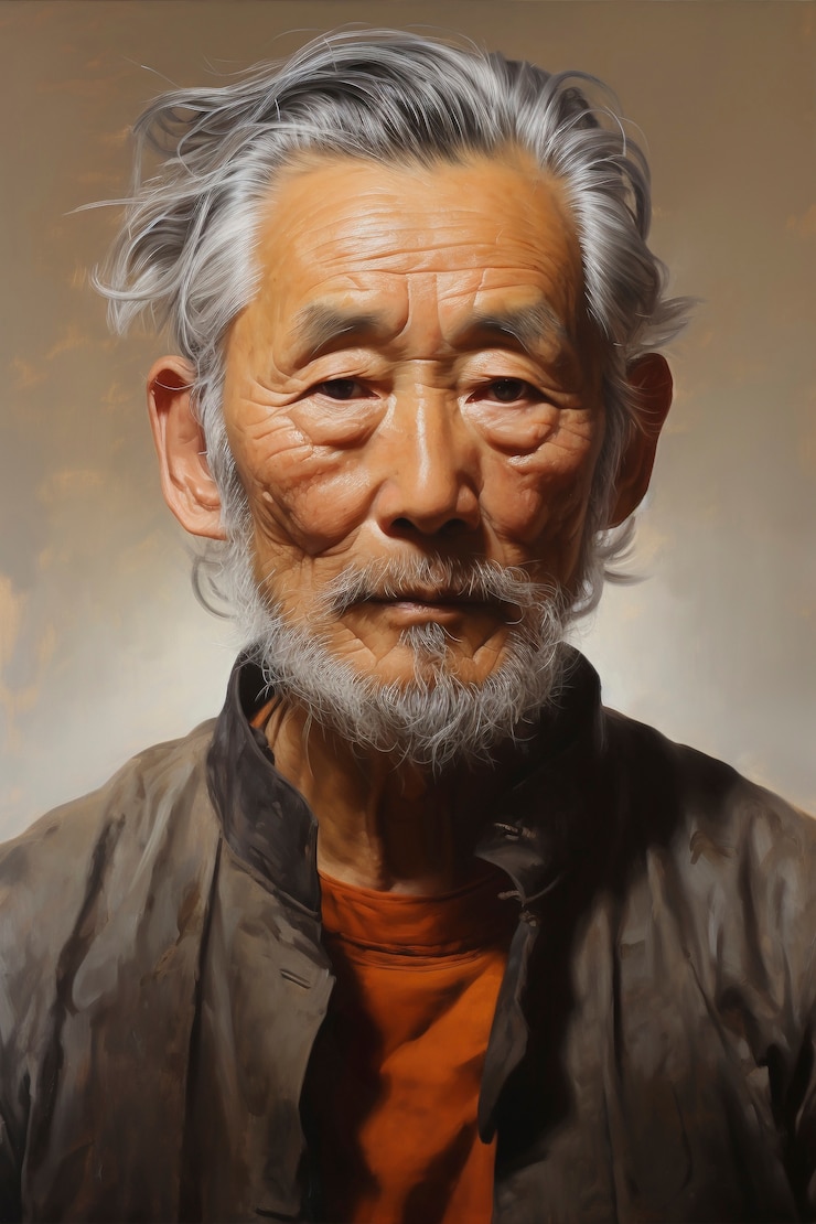 無料Photo 老人の肖像画の絵画