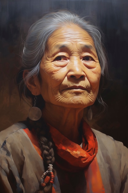 Free photo paintings of old woman's portrait