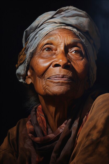 老婦人の肖像画の絵画