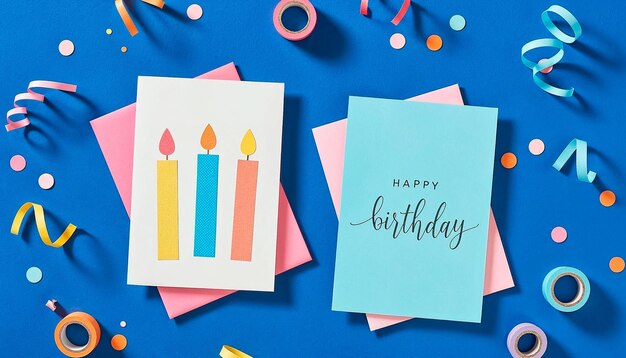 pair of birthday cards with candles and message