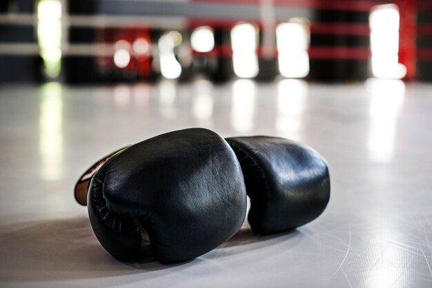 Pair of black boxing gloves