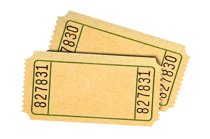 Free Photo pair blank old movie or raffle tickets isolated 