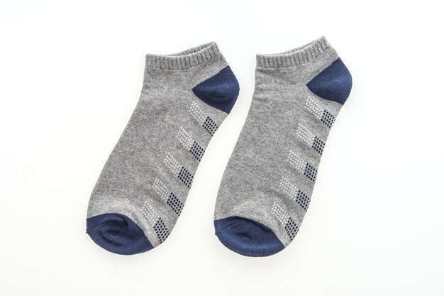 Pair of blue and grey socks