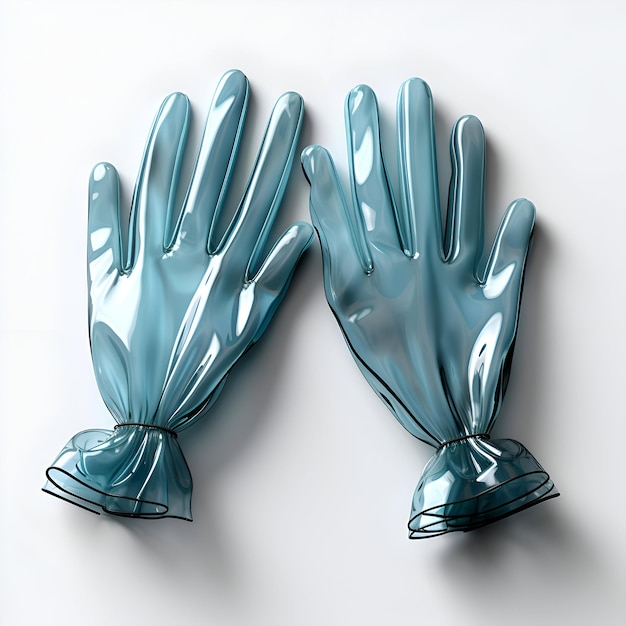 Free photo pair of blue latex gloves on white background 3d illustration