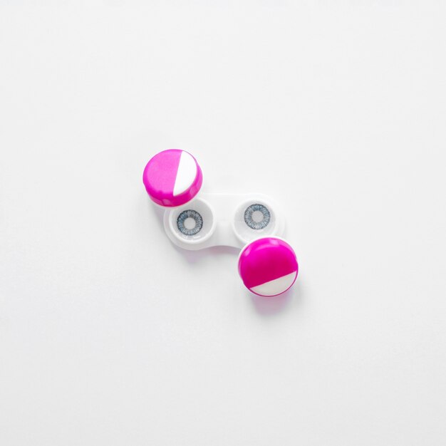 Pair of contact lenses on a white background