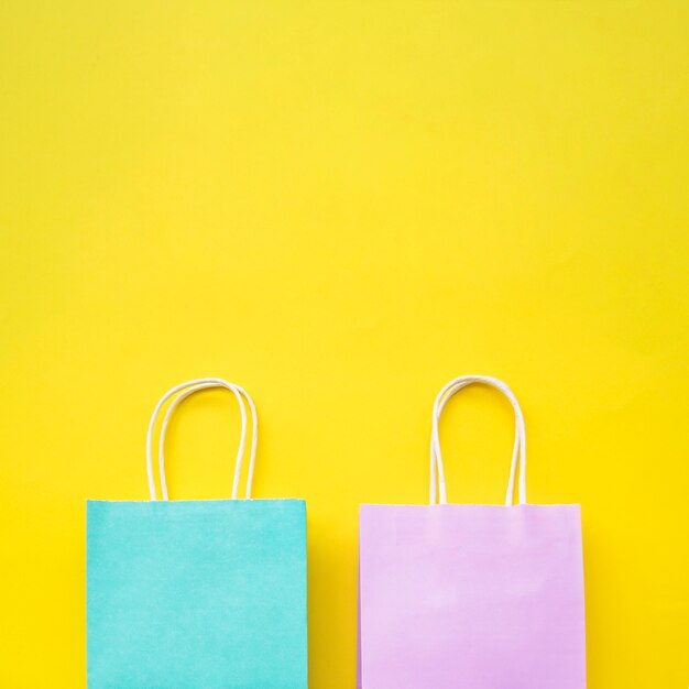 Pair of pastel color paper bags