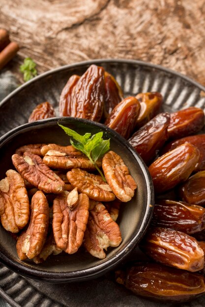 Pakistan dates and nuts flat lay