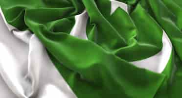 Foto gratuita bandiera del pakistan ruffled splendamente sventolando macro close-up shot