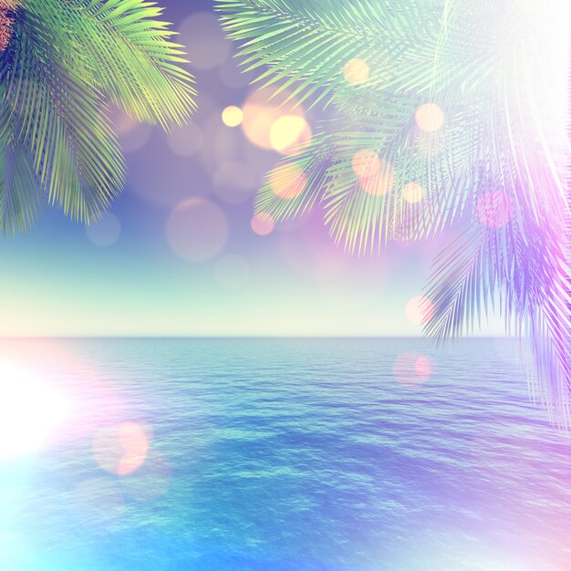 Palm leaves on the sea
