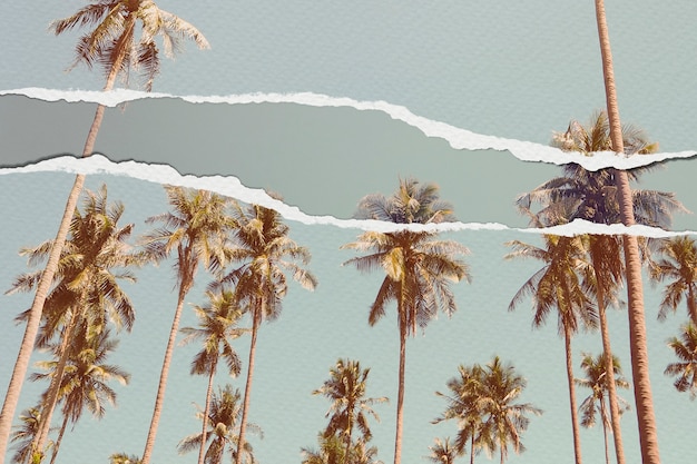 Free photo palm trees image in torn paper style