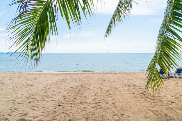 Palm and tropical beach at Pattaya in Thailand